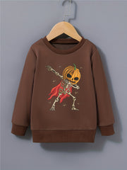 Kid's Pumpkin Skeleton Hero Pattern Sweatshirt Long Sleeve Top