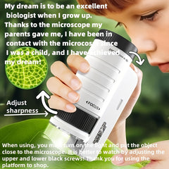 Kids LED Handheld Mini Microscope Toy for Biology Exploration