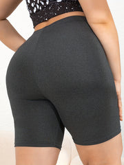 High Rise Yoga Shorts High Stretch Solid Color