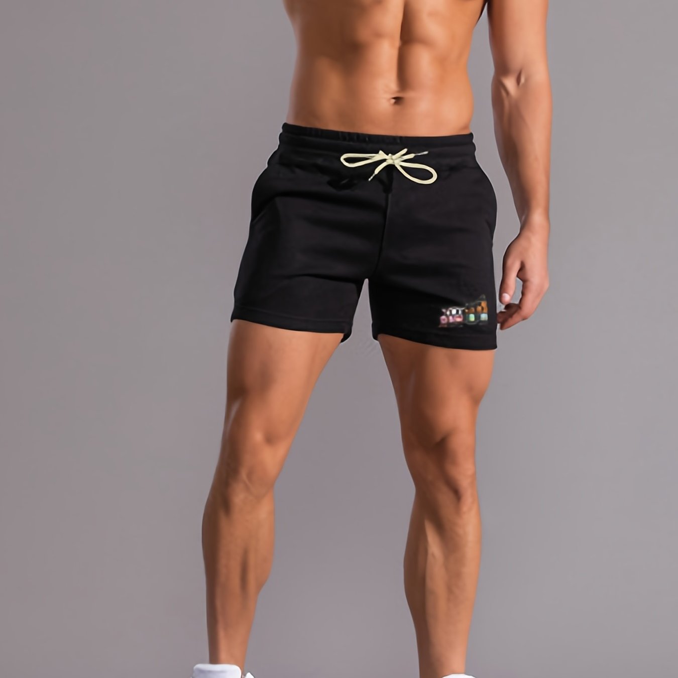 Men's Active Shorts with Pockets - Stretch Waist Drawstring Shorts