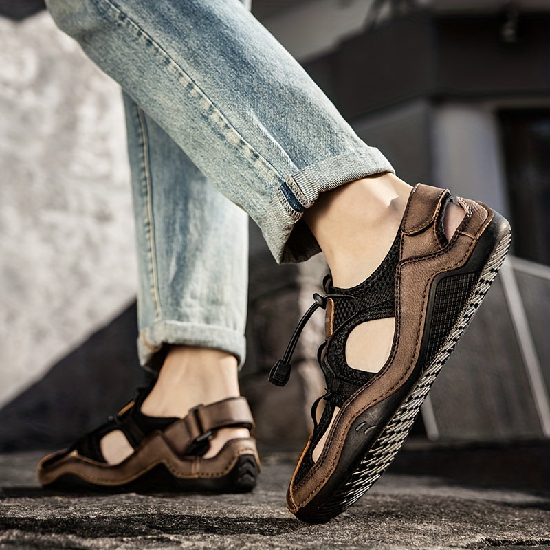 Men's Breathable Mesh Sandals w/ Draw String & Velcro Outdoor Walking Shoes