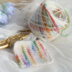 Ball of Colorful Streamer Jet Wool Yarn Dot Mohair for DIY Hand Woven Clothes