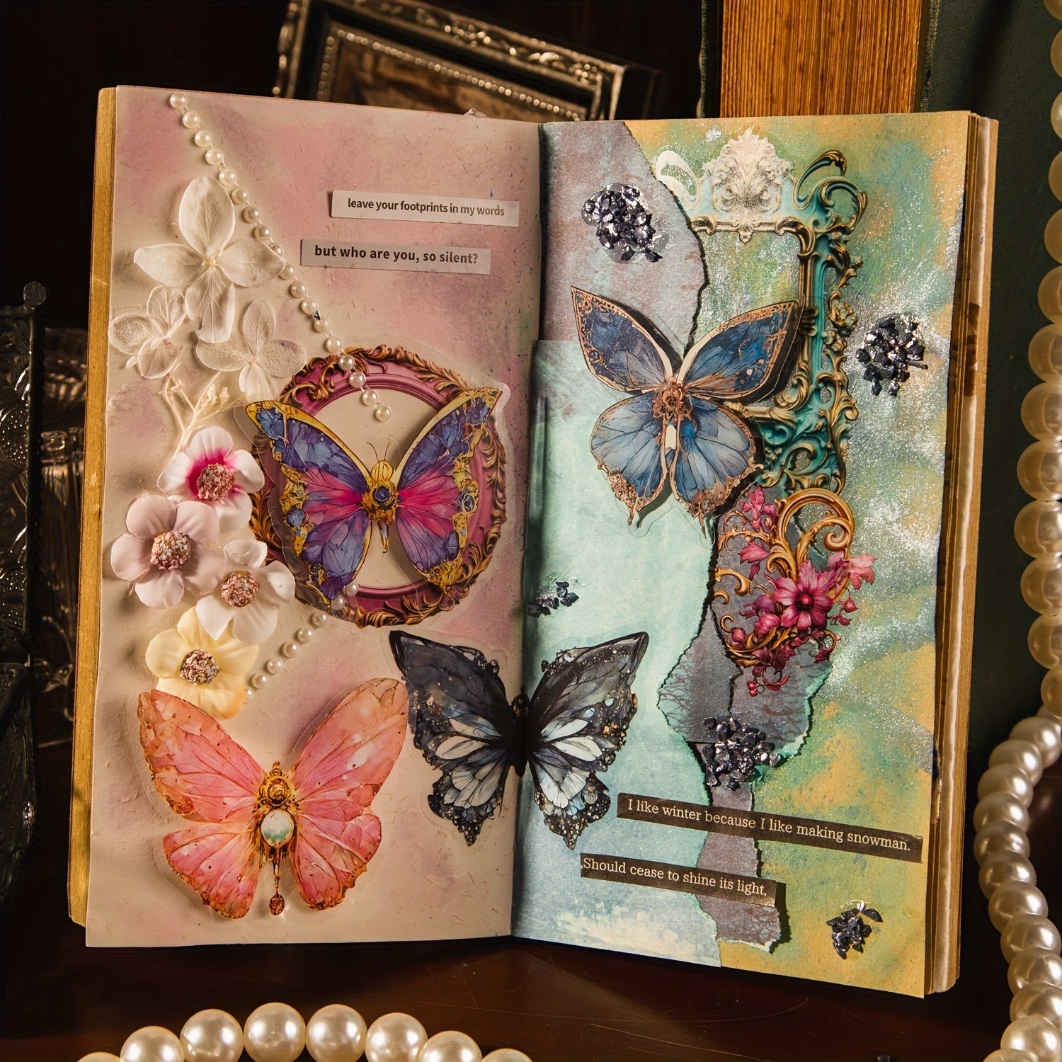30pcs Dreamy Baroque Border Butterfly Stickers DIY Decor