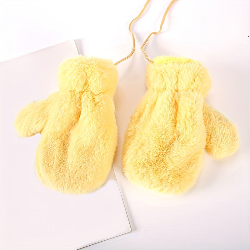 Kids' Winter Gloves w/ Hanging Rope, Thickened, Autumn & Winter