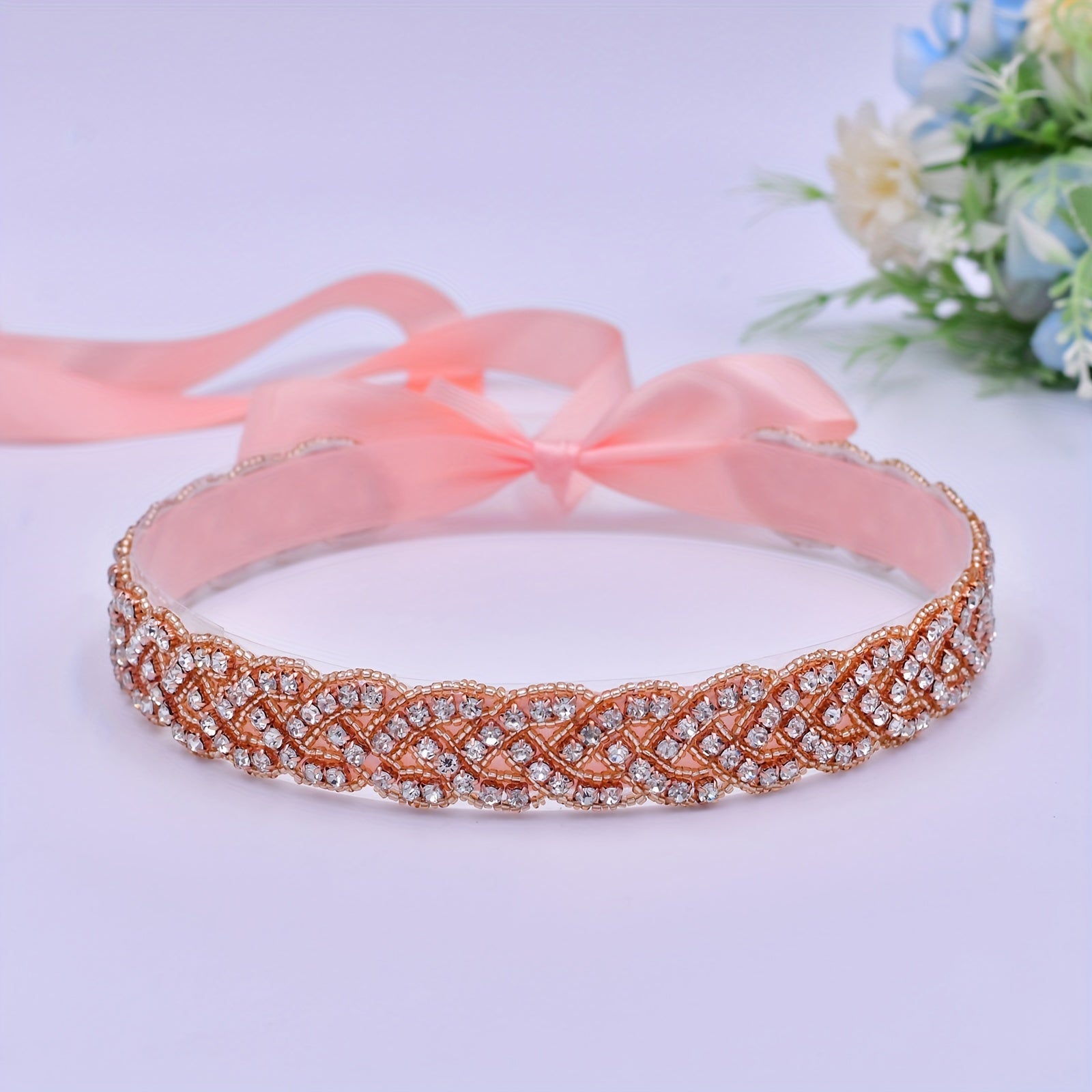 Princess Rhinestone Waist Belt for Girls - Pink Bridal Sash