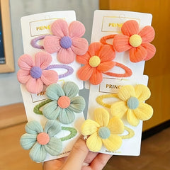 2pcs Girls Fabric Flower Hair Clips Kids Hair Accessories