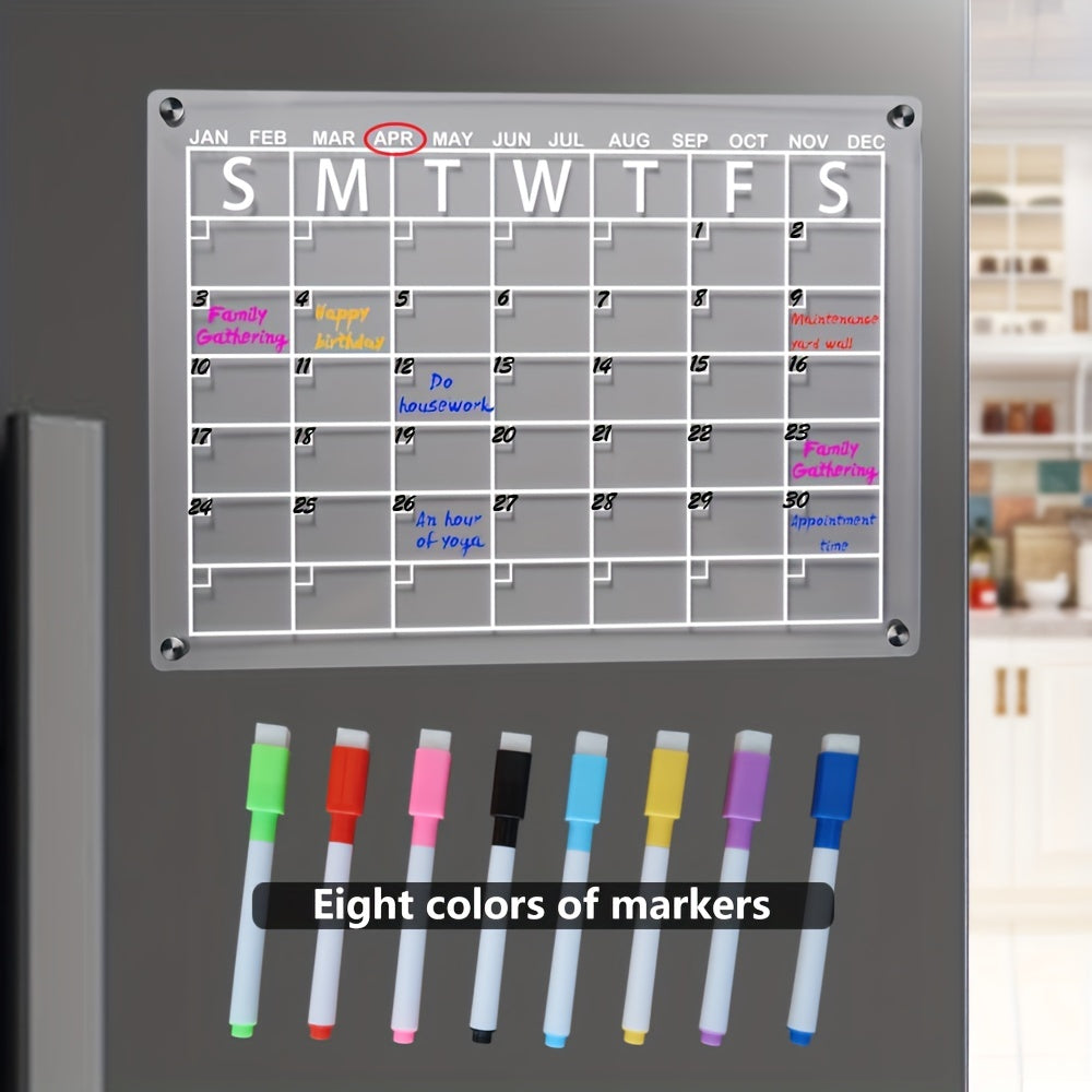 Acrylic Magnetic Dry Erase Board Calendar For Fridge - Clear Reusable Calendar