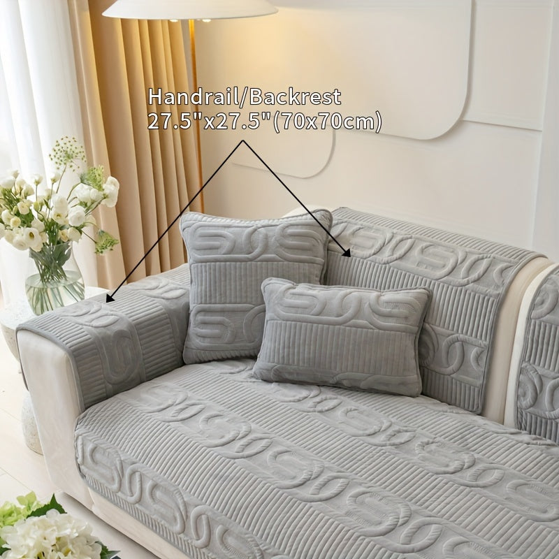 Modern Plush Sofa Slipcover Non Slip Furniture Protector for Bedroom Living Room