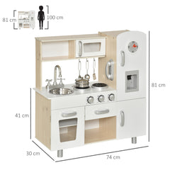 Wooden Pretend Play Toy Kitchen Cooking Set for Boys Girls