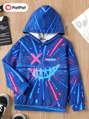 Boys Allover Print Casual Hooded Sweatshirt