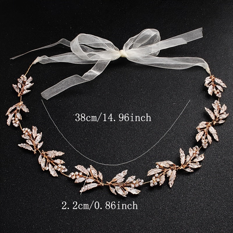 Vintage Leaf Bridal Hair Accessories Tiara Rhinestone Headband Wedding Headwear