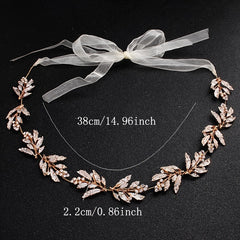 Vintage Leaf Bridal Hair Accessories Tiara Rhinestone Headband Wedding Headwear