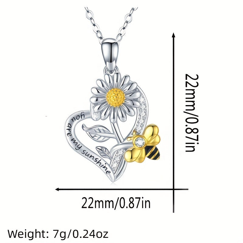 Sunflower Heart Pendant Necklace for Girls