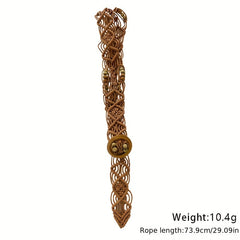 Boho Hollow Out Braided Belt Vintage Wax Rope Waistband Casual Jeans Belt