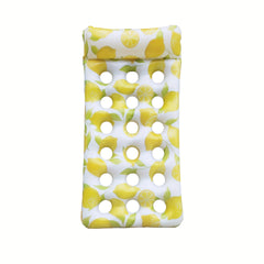 Lemon Print Inflatable Pool Lounger for Relaxation and Tanning