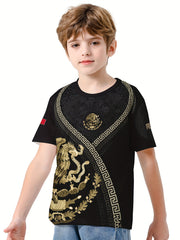 MEXICO Symbol 3D Print Boy's Casual Tees Short Sleeve Crew Neck