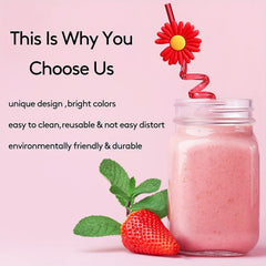 24pcs Daisy Flower Drinking Straws with Cleaning Brush for Summer Birthday Party