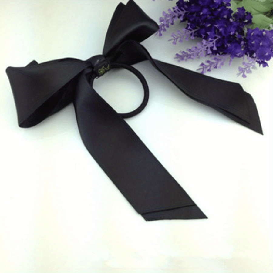 6pcs Satin Bow Knot Hair Tie Elastic Band Ponytail Holder Hair Accessories