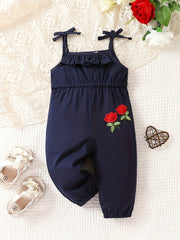 Rose Embroidery Toddler Girls' Jumpsuit Sleeveless Long Outfit