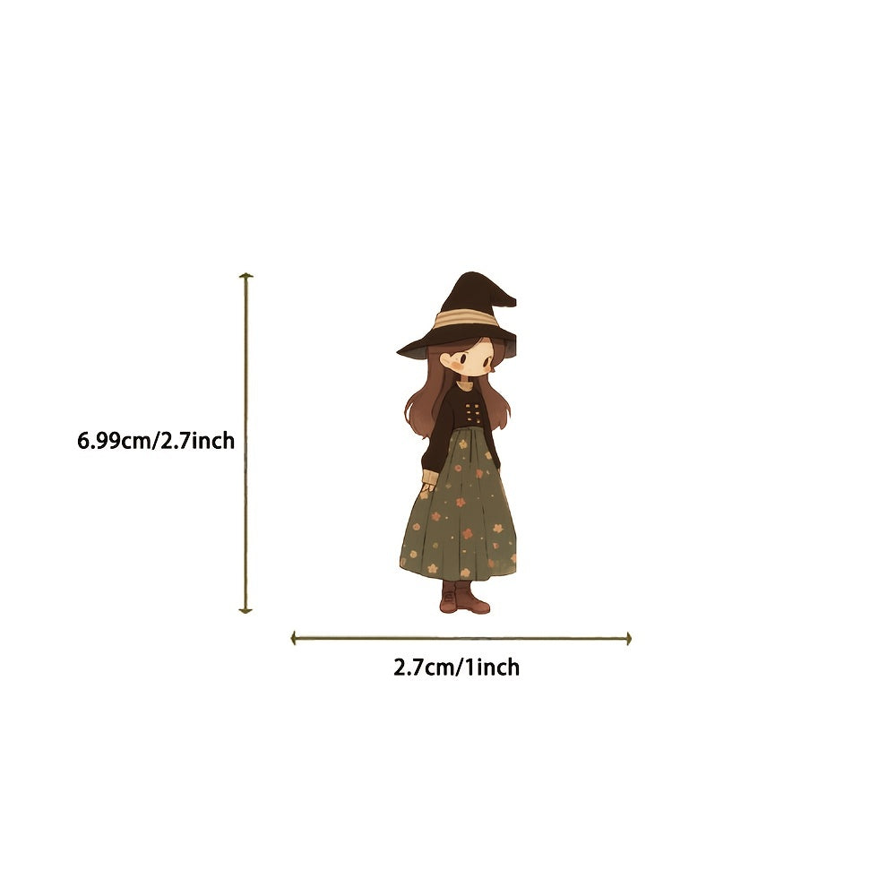 50pcs Cartoon Witch Adhesive Stickers for Laptop Water Bottle Luggage