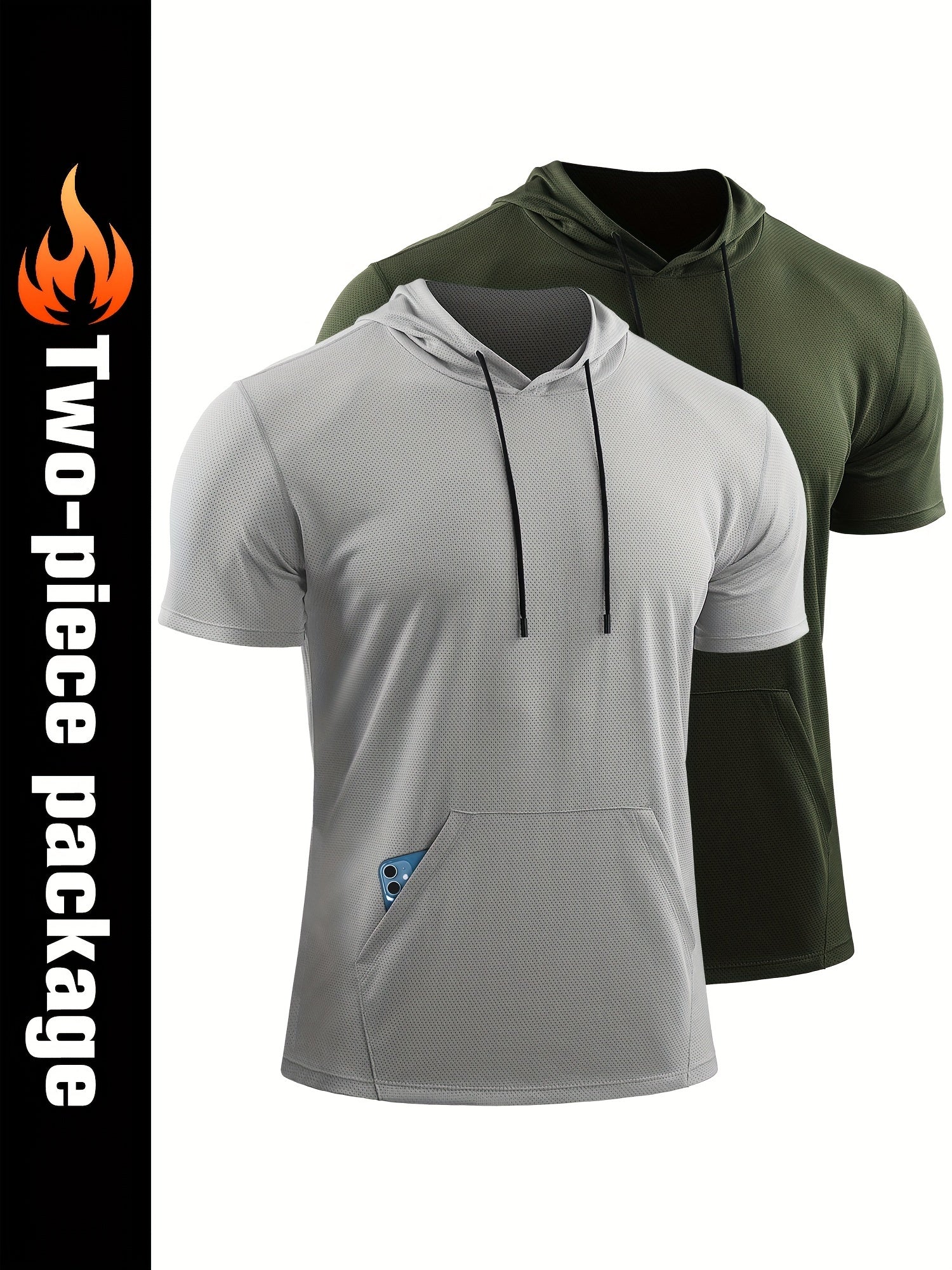Men's Quick Dry Active Hoodie Short Sleeves Sweatshirt