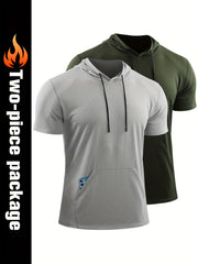 Men's Quick Dry Active Hoodie Short Sleeves Sweatshirt