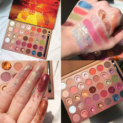 Glitter Eyeshadow Palette with Brush - Creamy Metallic and Matte Shades