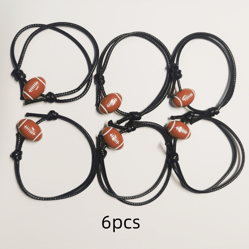 Adjustable Sport Theme Charm Bracelet Cord Braided Baseball Tennis Rugby Wristba