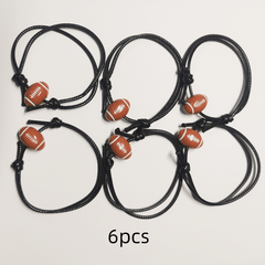 Adjustable Sport Theme Charm Bracelet Cord Braided Baseball Tennis Rugby Wristba