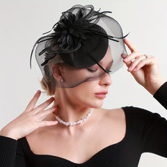 Vintage Fascinator Hats Feather Flowers Hair Clip Hat For Women Tea Party Bridal