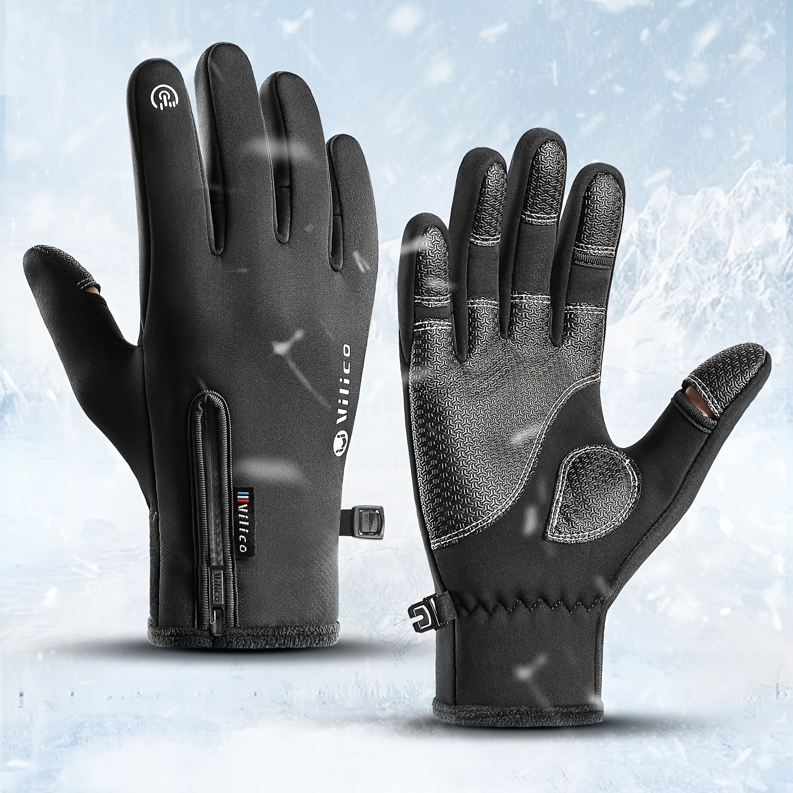 Outdoor Cycling Fishing Gloves Velvet Lined Warm Waterproof Windproof Gloves