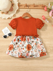 2 Pcs Baby Girl Boho Floral Dress & Cardigan Set
