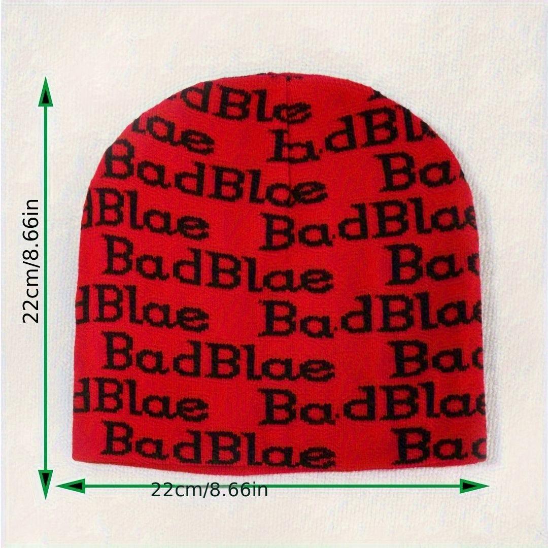 Winter Letter Printed Warm Hat Windproof Ear Protection Knitted Beanie