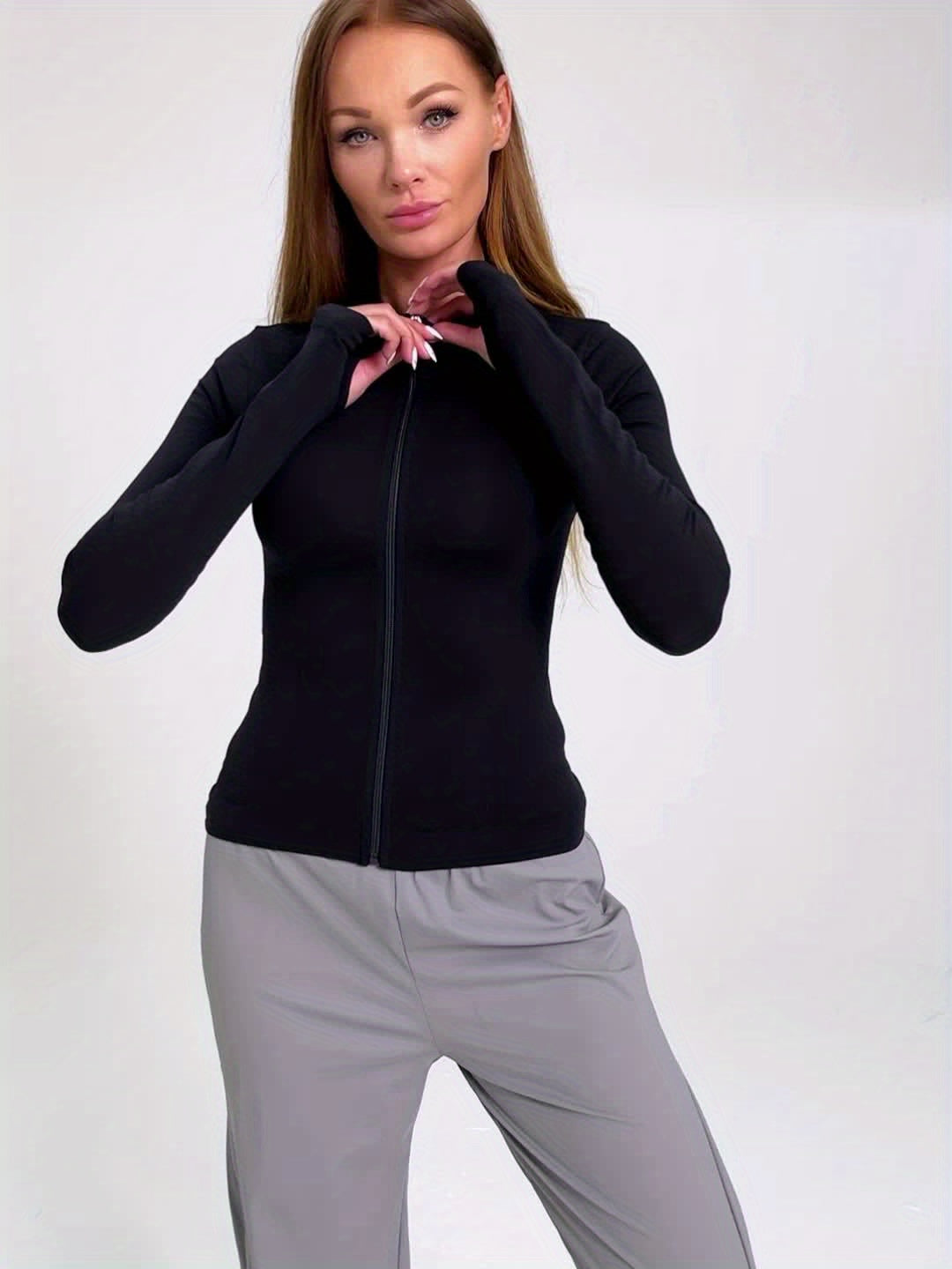 Seamless Women's Sports Jacket Slim Fit Stretchy Comfort Long Sleeve