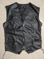 Men's Vintage Style Faux Leather Vest V-Neck Spring Fall