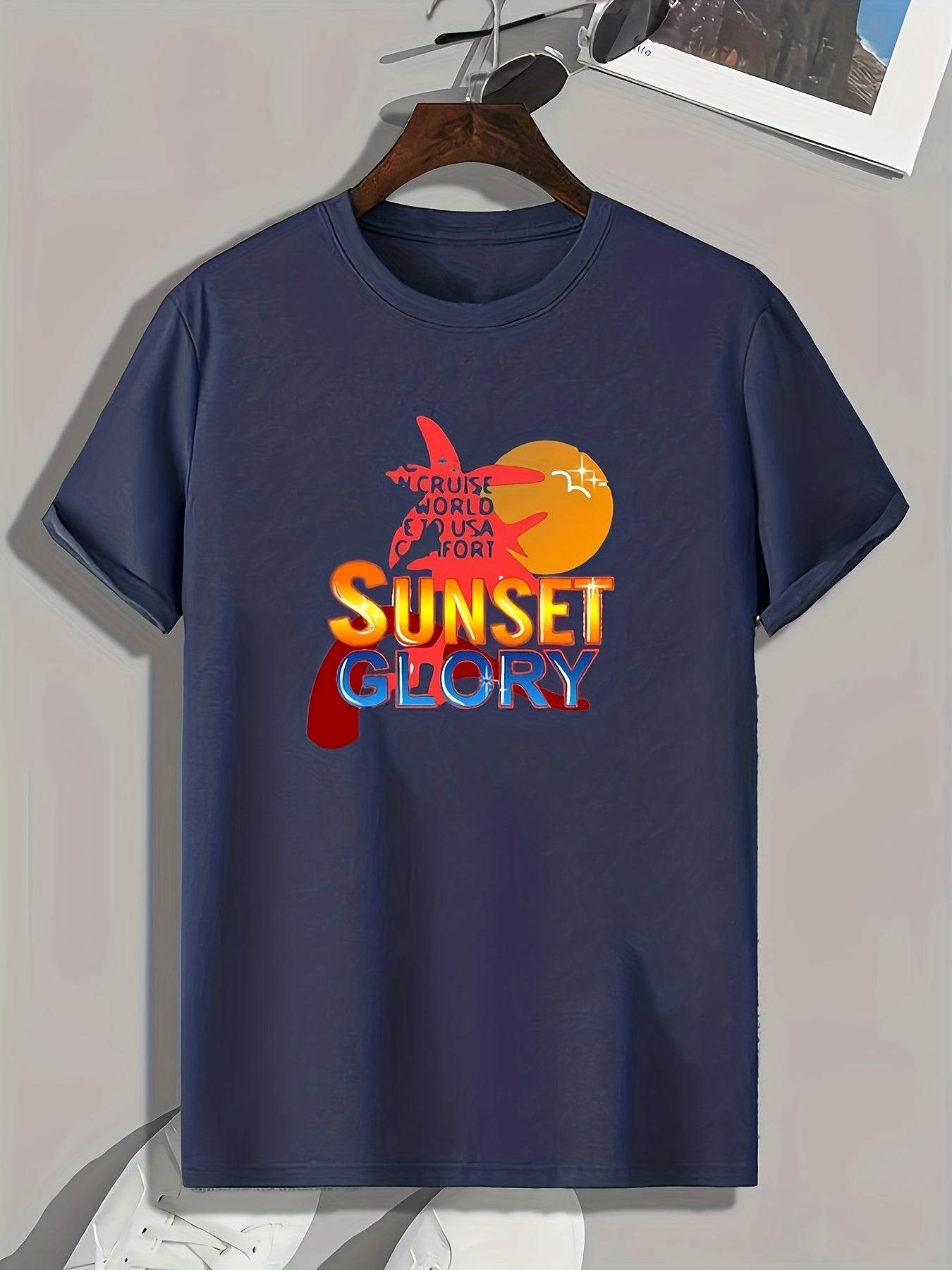 SUNSET GLORY Men's Graphic T-shirt for Summer