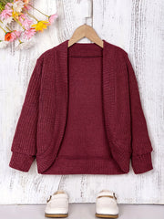 Toddler Girls Shawl Knit Cardigan Open Front Sweater Coat Versatile Spring Fall