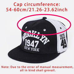 Brooklyn York Pattern Hip Hop Snapback Cap Streetwear Flat Brim Baseball Cap