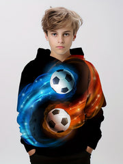 Football 3D Print Boys Hooded Sweatshirt Spring Fall Kids Hoodie