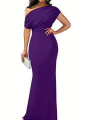 Solid Backless Bridesmaid Maxi Dress - Evening Wedding Party