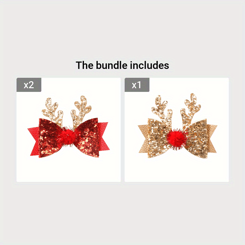 Christmas Hair Clip Sequined Bow Santa Claus Elk Hairpin Accessory