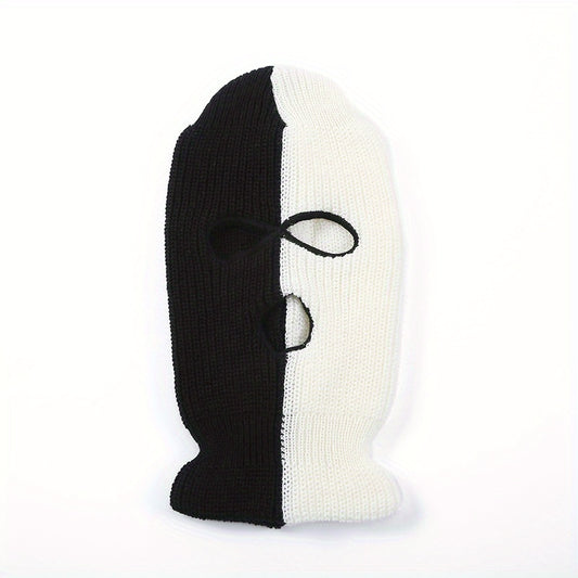 Mens Three Hole Cap Warm Two Knit Cap Cycling Cap