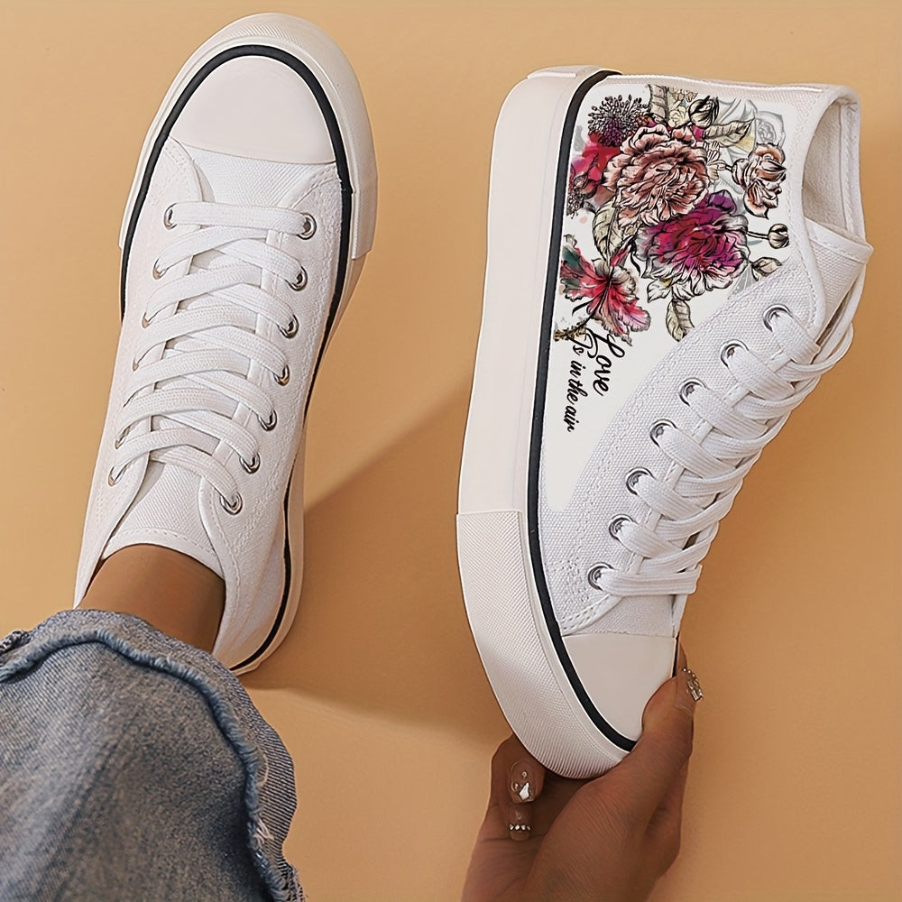 Girls' High Top Flower Skate Shoes Non Slip Lace Up Sneakers