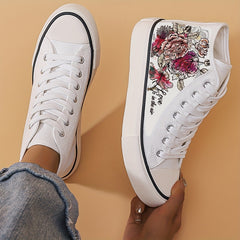 Girls' High Top Flower Skate Shoes Non Slip Lace Up Sneakers