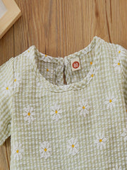 Girls Daisy Graphic Print T shirt&Shorts Set Summer Kids Clothing