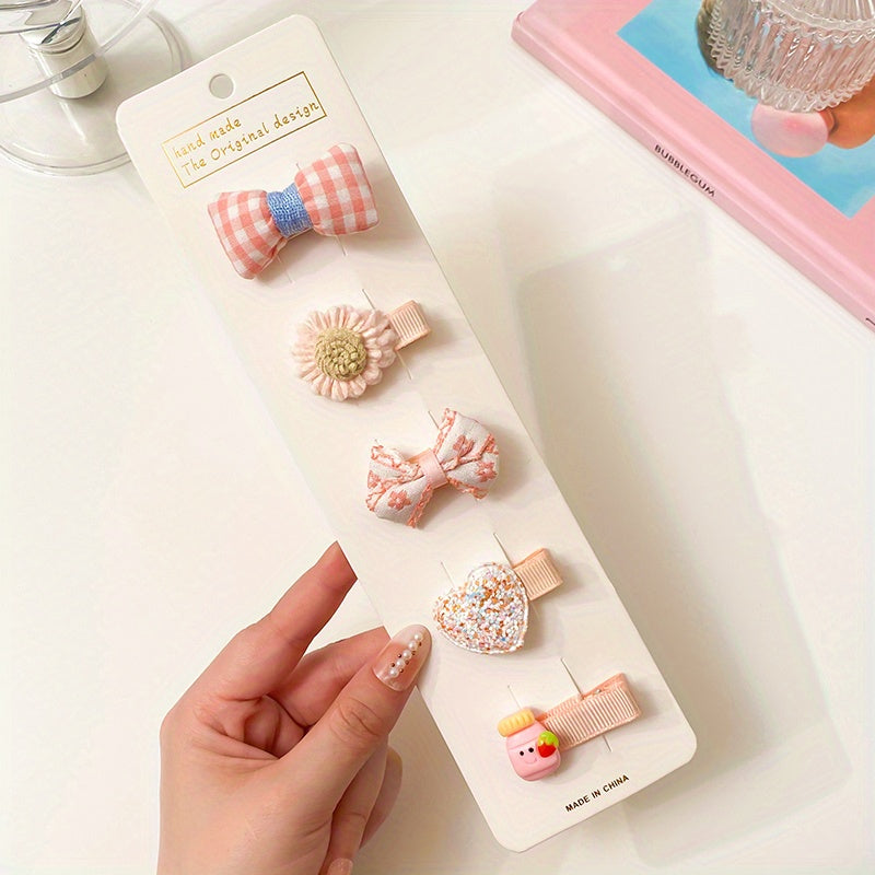 5pcs Crown Rabbits Flowers Bow Mushroom Hair Clips for Girls