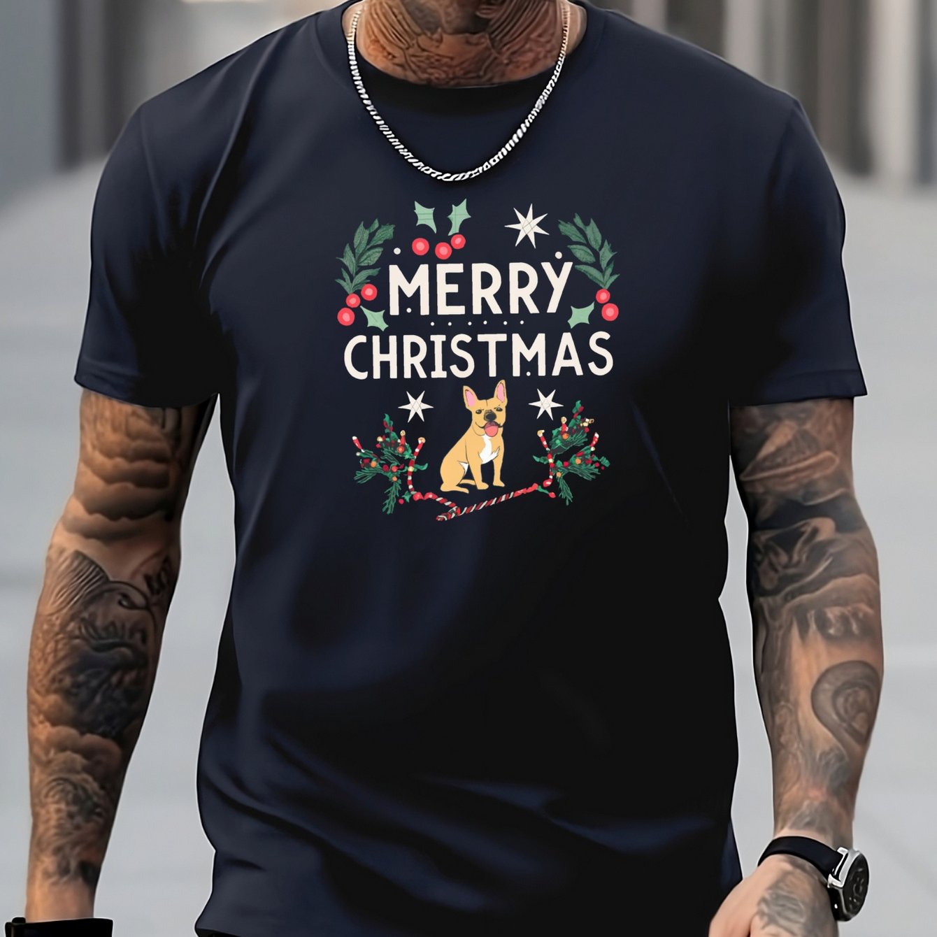 Men's Dog Pattern Shirt Casual Crew Neck Short Sleeve Tee Top