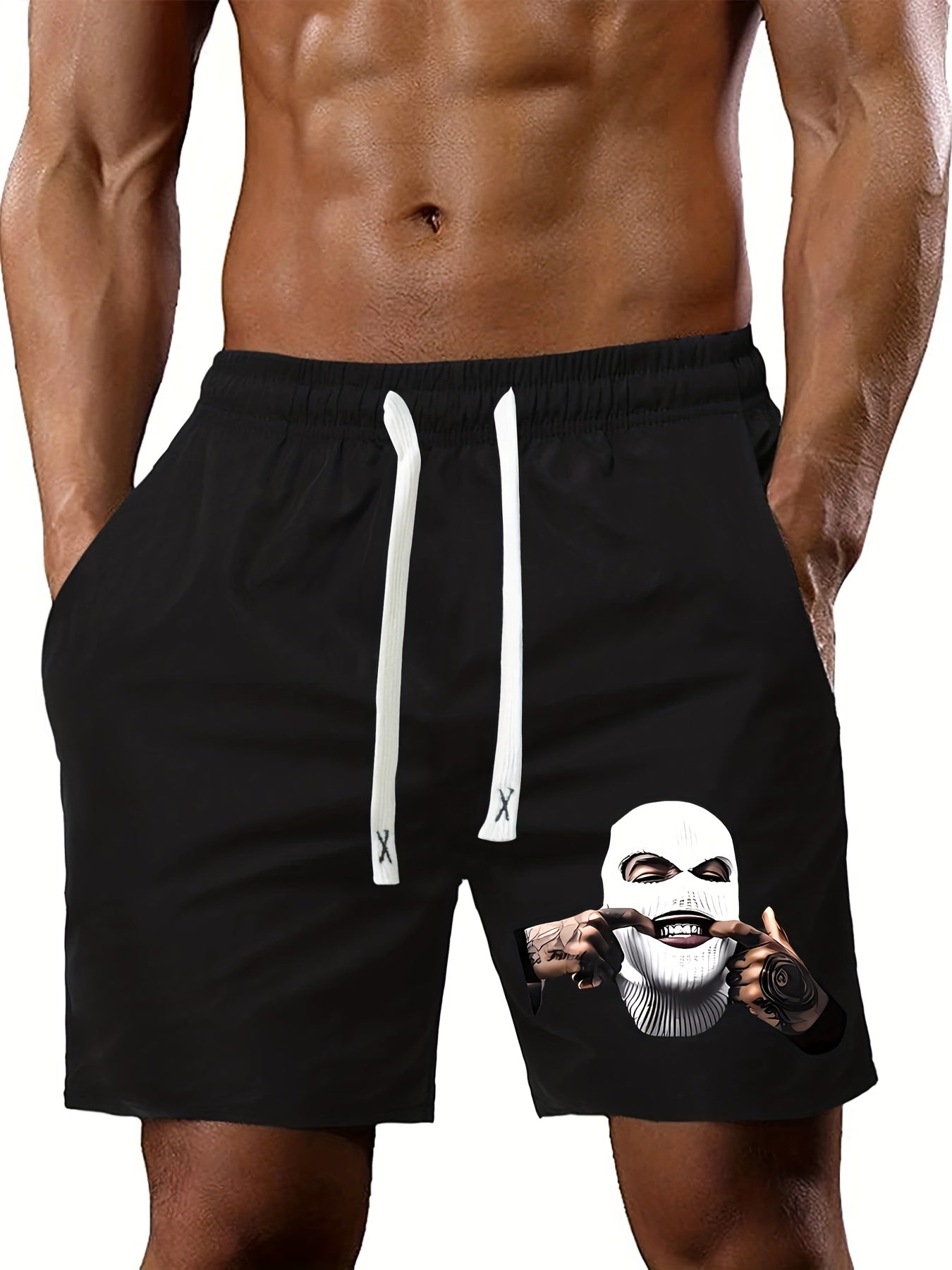 Grimace Print Men's Drawstring Shorts Summer Clothing