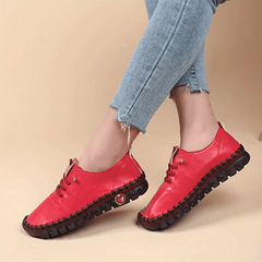 Women's Solid Flat Sneakers Casual Lace Up Low Top Shoes