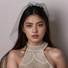 Vintage Inspired Bridal Veil Hair Clip Mask for Weddings